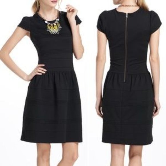 Anthropologie Dresses & Skirts - Anthropologie Girls from Savoy Black Ribbed Fit Flare Cap Sleeve Dress